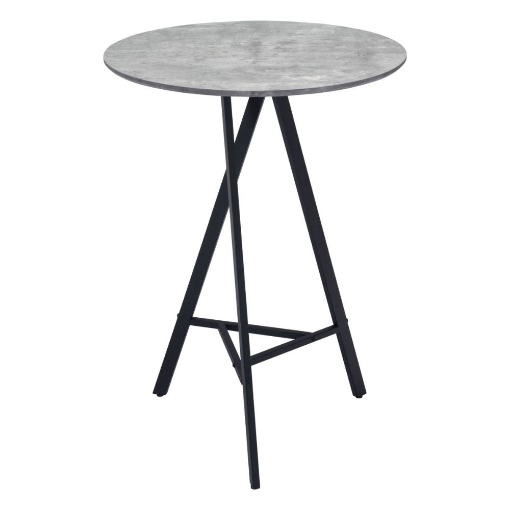 TABLE  ZUO  METZ | Bar Table | Black Gray | Faux Wood MDF | Powder Coated Steel | Inside | Kitchen Living Room Office Bar Area