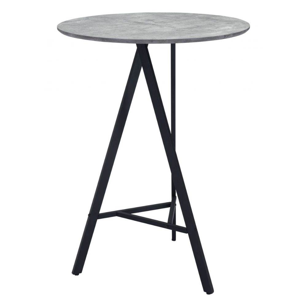 TABLE  ZUO  METZ | Bar Table | Black Gray | Faux Wood MDF | Powder Coated Steel | Inside | Kitchen Living Room Office Bar Area
