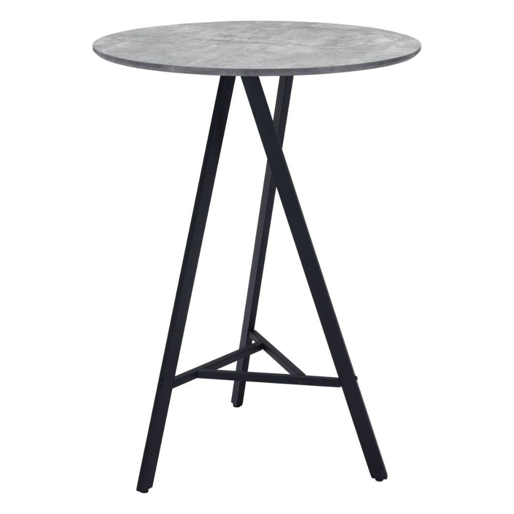 TABLE  ZUO  METZ | Bar Table | Black Gray | Faux Wood MDF | Powder Coated Steel | Inside | Kitchen Living Room Office Bar Area