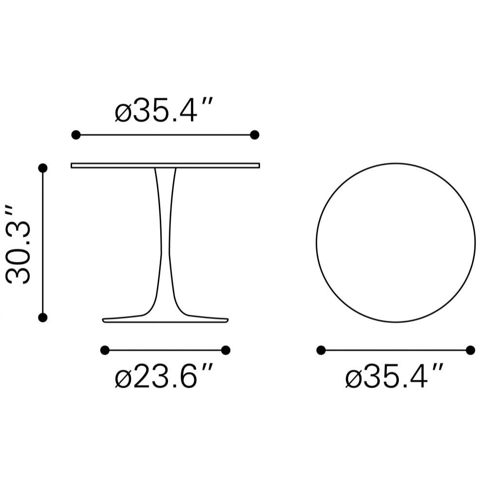 TABLE ZUO OPUS 101567 | Dining Table | Brown Black | Faux Wood MDF | Powder Coated Steel | Inside | Kitchen Living Room Office Bar Area